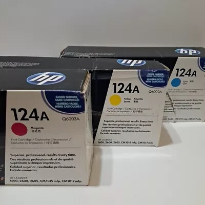 HP 124A Toner 3 Cartridge Set Q6001A Q6002A Q6003A Sealed Boxes • $105