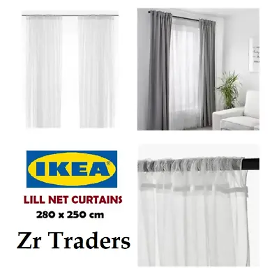 Window Net Curtains 1 Pair Ready Made Thick Blackout Bedroom Curtains 280x250 Cm • £11.34