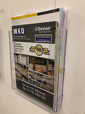1/3 A4 A5 DIN Acrylic Display Brochure Holder Leaflet Wall Mounted Self Adhesive • £6.99
