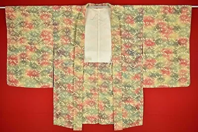 Vintage Japanese Kimono Silk Antique BORO HAORI Kusakizome Dyed/BB010/610 • £42