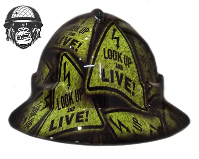 Custom Hydrographic Safety Hard Hat LOOK UP AND LIVE YELLOW PRO CHOICE WIDE BRIM • $85