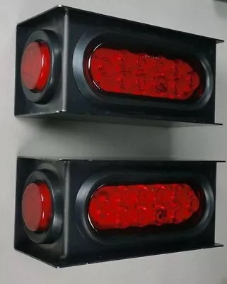 Two Trailer/Truck Red 6  Oval Tail & 2  Marker LED Lights With Housing Steel Box • $38.93