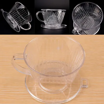 Clear Coffee Filter Cup Cone Drip Dripper Maker Brewer Holder Plastic Reusab.hg • £5.88