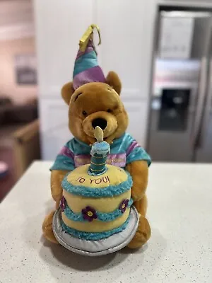 Nwt NEW Vintage Disney Winnie The  Pooh Happy Birthday Pooh Plush DISNEYLAND • $10.99