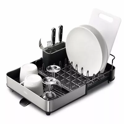 Joseph Joseph Dish Drainer Rack Expandable Drainboard Foldaway Spout Grey • $142.04