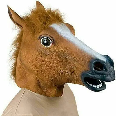 £7.49 • Buy Rubber Horse Head Mask Panto Fancy Party Cosplay Halloween Adult Costume