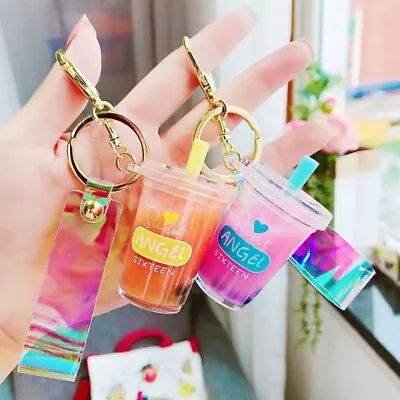 Realistic Bubble+ice Tea Keyring Funny Cute Gadget Woman Girl Toy Accessories. • £5.99