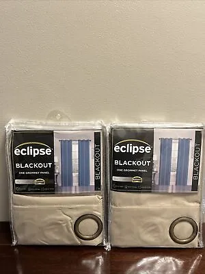 2 Eclipse Microfiber Beige Grommet Blackout Drapes Curtain Panels 42 X 84 NIP • $38.99