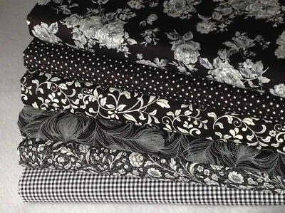 100% Cotton Fat Quarter Bundle Craft Fabric Floral Black Rose And Hubble F • £11.60