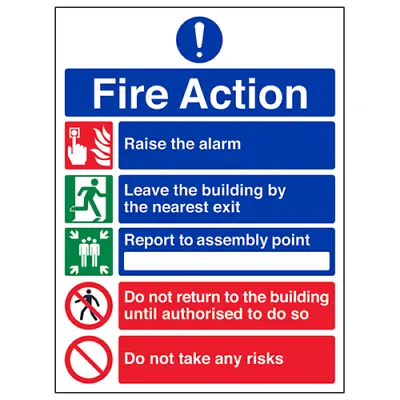 £4.99 • Buy 5 Point Fire Action Notice/Do Not Take Risks Health & Safety Signs