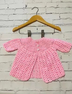 Baby Girls 0-3 Months Clothes Cute Hand Knitted Cardigan *We Combine Shipping* • £6.29