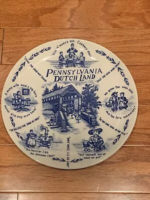 Pennsylvania DUTCH Land Plate 9.5” Japan Blue White Vintage • $9.99