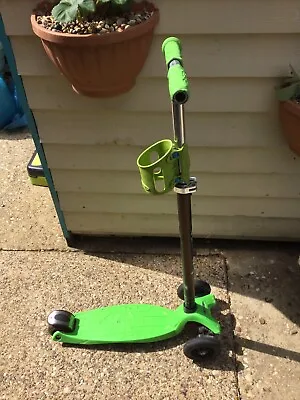 Micro Scooter Maxi 5-12 Years Green Adjustable Height Plus Cup Holder Inc Brake • £39