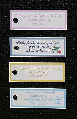 50 X Personalised Wedding Favour Tags Christening Hen Gift Tags - Any Colour • £4.50