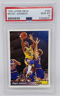 1992 Upper Deck Earvin Magic Johnson Card #32a PSA 10 Gem Mint Basketball Cards • $35