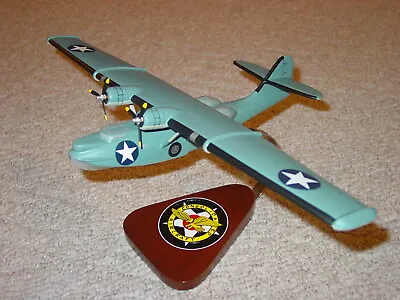 US Navy PBY Catalina Mahogany Model Airplane W/ Base • $244.95