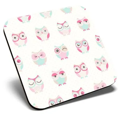£3.99 • Buy Square Single Coaster  - Pink Owl Cartoon Print Mum Girls  #46086
