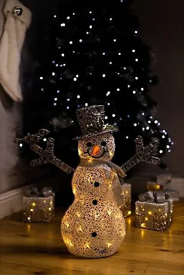 Large Christmas LED Snowman Decoration Frosty Light Up Pre Lit Novelty Xmas 62cm • £29.99