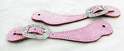 Pair Pink Stingray Print Spur Straps Leather Western Jeremiah Watt Buckles Horse • $36.99