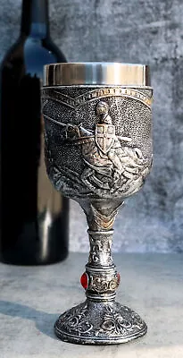 Medieval Castle Jostling Knights On Horse King's Tournament Wine Goblet Chalice • $22.99