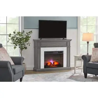 StyleWell Wall Media Mantel Electric Fireplace 53  5200 Btu 1500W White/Gray • $573.40