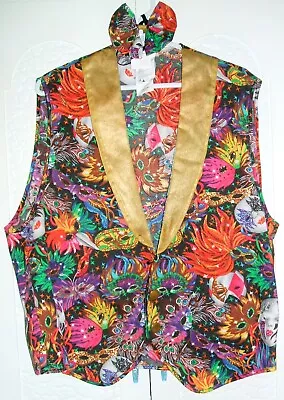 Mardi Gras Carnival Collared Vest And Bow Tie • $32.30