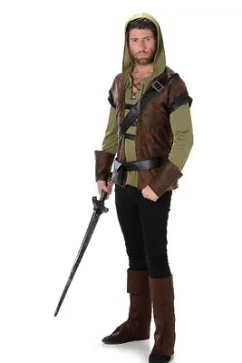 £24.19 • Buy Adult Mens Robin Hood Costume Hooded Top Prince Of Thieves Halloween Outfit UK