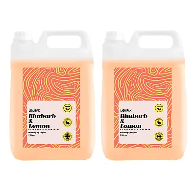 Liquipak Vegan Washing Up Liquid Rhubarb And Lemon - Cruelty Free UK Made 2x5L • £18.99