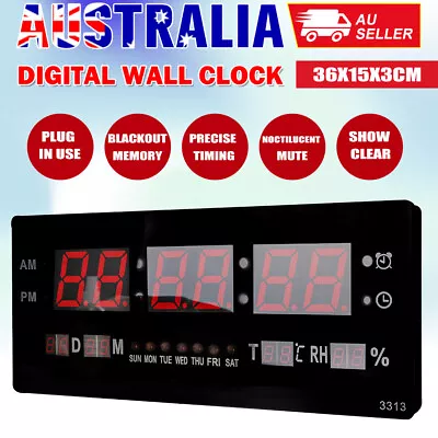 Big Jumbo Digital Clocks Wall Clock Large LED Display Date Calendar Temperature • $29.95