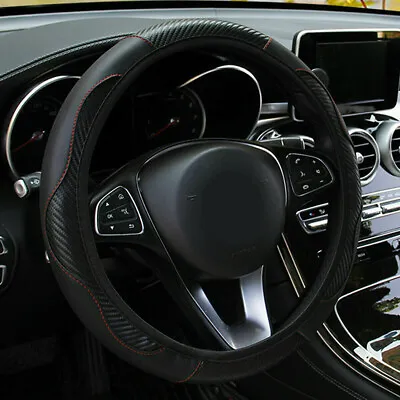 Black Microfiber Leather Car Steering Wheel Cover Anti Slip Car Parts 38cm/ 15'' • $7.93
