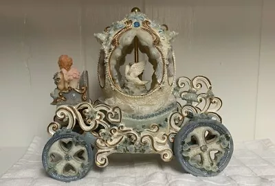 Musical Carousel W/Cherub Holding Flowers-Birds Inside-Plays Nocturn-Preowned • $21.99