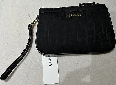 Ladies Clutch Handbag By Calvin Klein BNWT Black With Logo Material • £15