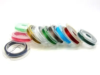 10 X 10m Mixed  Pack Tiger Tail Beading Wire 0.38mm = 100m Random  Colours P182 • £5.95