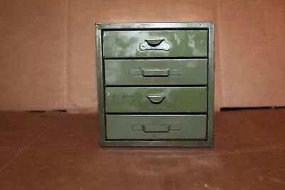 Vintage Metal Small Parts Cabinet Drawer  Machinist 4 Drawer Army Green No Rust • $10