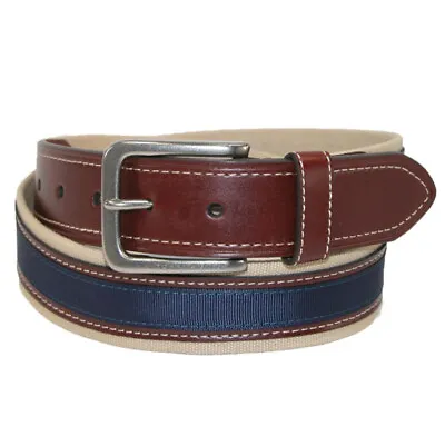 Tommy Hilfiger Men's Canvas With Leather Inlay Casual Belt Size 32 • $12