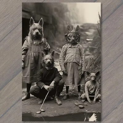 POSTCARD Weird Creepy Vintage Vibe Dog People Unreal Halloween Unusual 👻 V • $6
