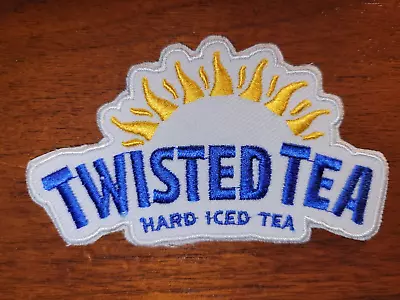 Twisted Tea Blue & Yellow Embroidered Iron On Patches  3.75  X 2.25  • $4.25