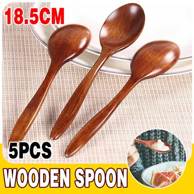 $10.88 • Buy 5PCS/lot Kitchen Wooden Spoon Bamboo Cooking Utensil Soup Teaspoon Tableware AU