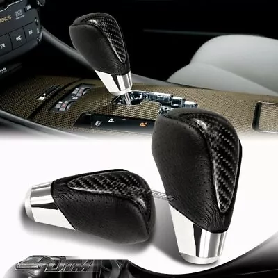 Real Carbon Fiber PVC Leather Manual MT Gear Stick Shift Shifter Knob VIP Style • $21.99