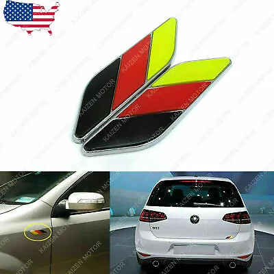 $10.88 • Buy 2x 3D Aluminum Germany German Flag Badge Fender Side Door Emblem Sticker Decals