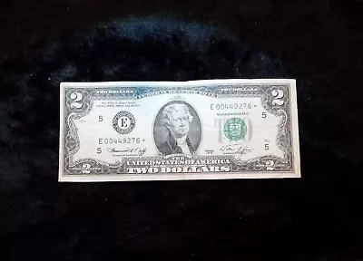 1976 Two Dollar Bill Star Note E00449276* Rare Low Serial Number Misalignment  • $1000