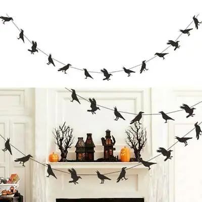 Halloween Party Decor Crows Hanging  Ceiling Decors Scary Banner Garland ▽ • £4.04