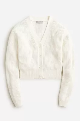 Jcrew Cotton-blend Cropped V-neck Cardigan Sweater Sz S BS981 • $45