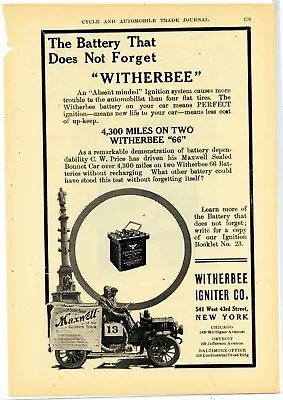 $16.88 • Buy 1908 Witherbee Igniter Co. Ad: Maxwell Motor Car On Glidden Tour Pictured