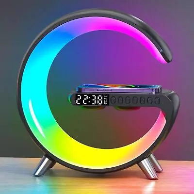 LED Atmosphere Light Wireless Charger Alarm Clock Desk Lamp Bluetooth Audio AU • $93.93