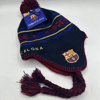 FC Barcelona Peruvian Chullo Beanie Fcb Barca Winter New  Knit Hat Cap NWT NEW • $18