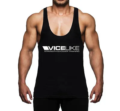 Vicelike™ Mens Racerback Muscle Vest Top Stringer Gym Low Scoop Neck Zyzz  • £8.99