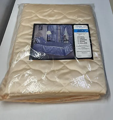 Vtg Gorgeous  Art Deco Mcm Peach Cream Satin/polyester Bedspread Full Nos • $139.99