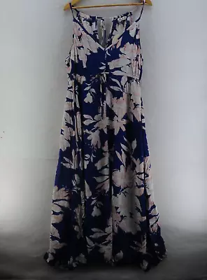 MIRACLE FASHION Womens Size 12 Blue & Floral Maxi Dress • $19.25