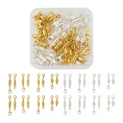 1Box Brass Golden Silver Column Magnetic Clasps With Lobster Claw Clasps 25~42mm • $22.39